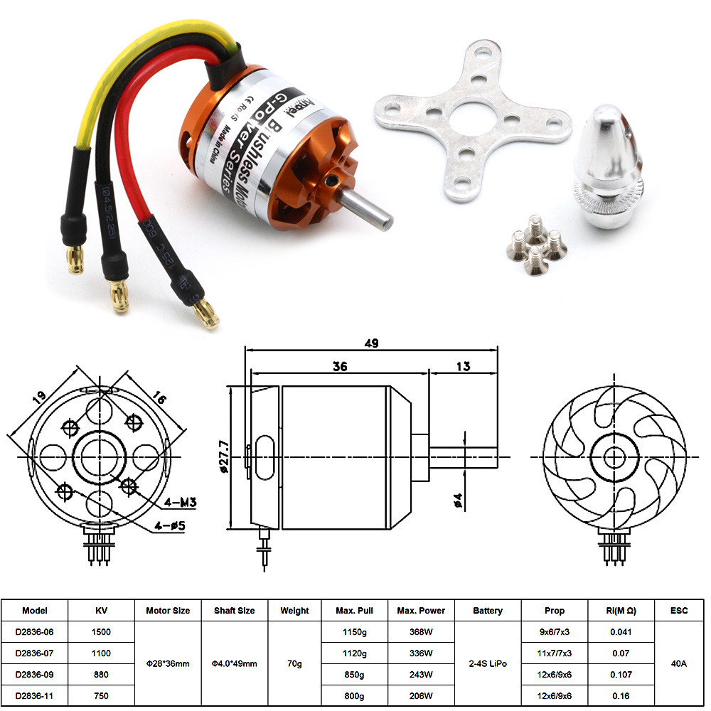 RC Motor D2836 750KV 1500KV 88 - Rc Helicopter Motor incelemesi ve fiyatı