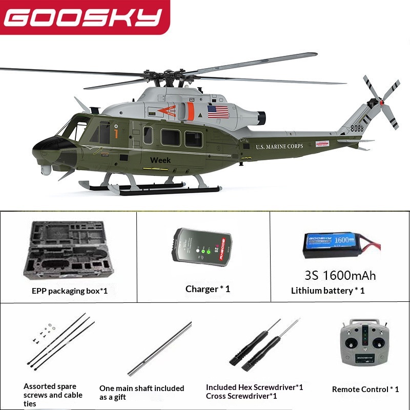 Goosky E2 Uh-1y GPS Fırçasız U - Rc Helicopter Charger incelemesi ve fiyatı
